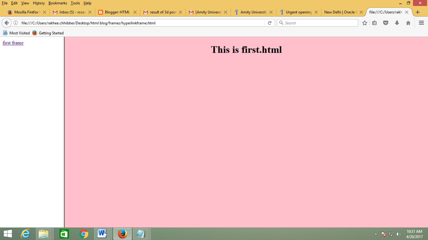HTML Concepts HTML Frames Dividing Up the Page