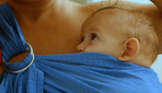 after shower in a ring sling