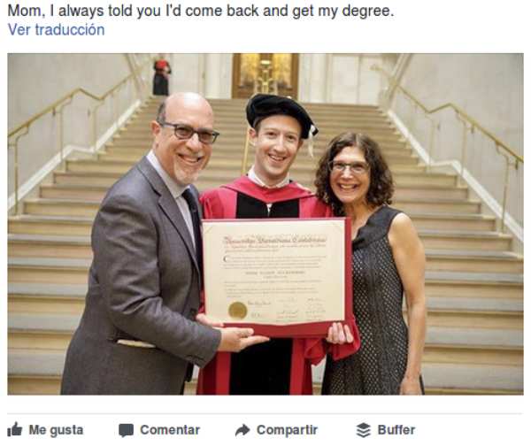 Mark Zuckerberg finalmente obtiene título en Harvard