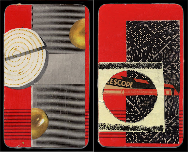 Abstract collages on back of playing cards