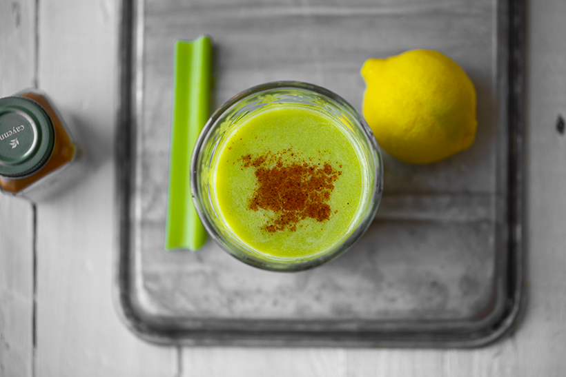 Green Apple Ginger Celery Juice with cayenne