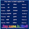 Day name in Hindi 