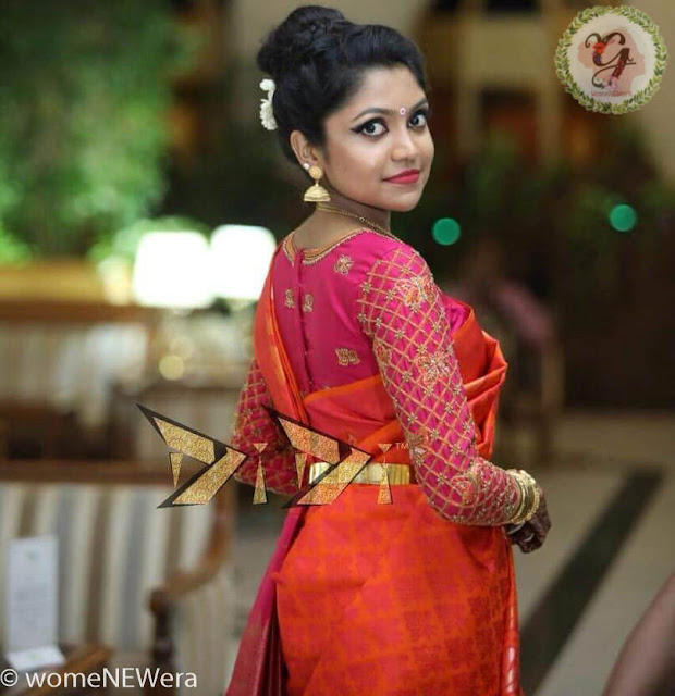 checks Maggam Work Full Sleeves Blouse Maggam Work Full Sleeves Blouse