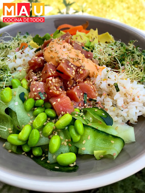 sushi bowl de atun poke tartar receta casero facil fresco