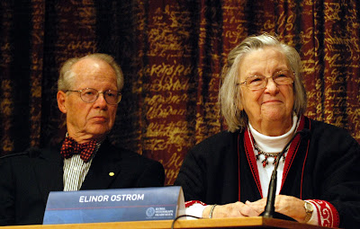 Press conference with the laureates of the memorial prize in economic sciences 2009, Oliver E. Williamson and Elinor Ostrom, at the KVA