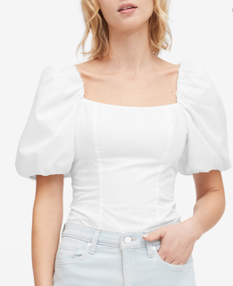 White Puffed Sleeve Blouse