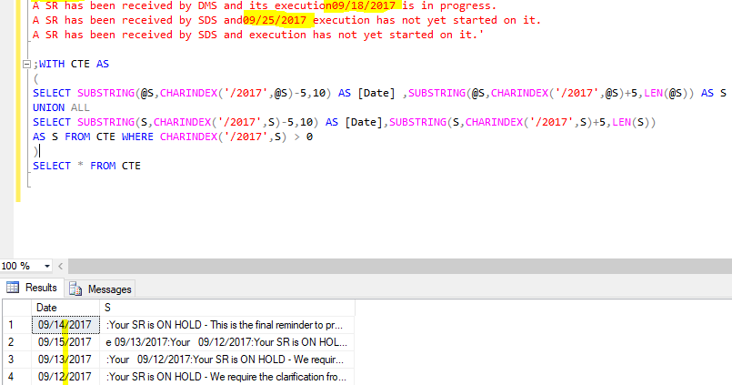 How to get specific string/Date from a string in SQL Server using TSQL