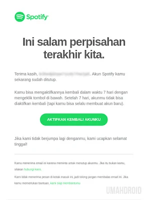 Email Penutupan Akun Spotify