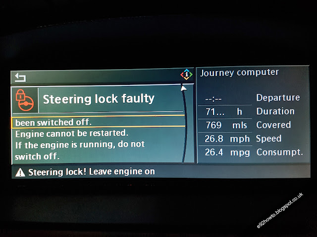 BMW E92 iDrive Steering lock faulty warning message
