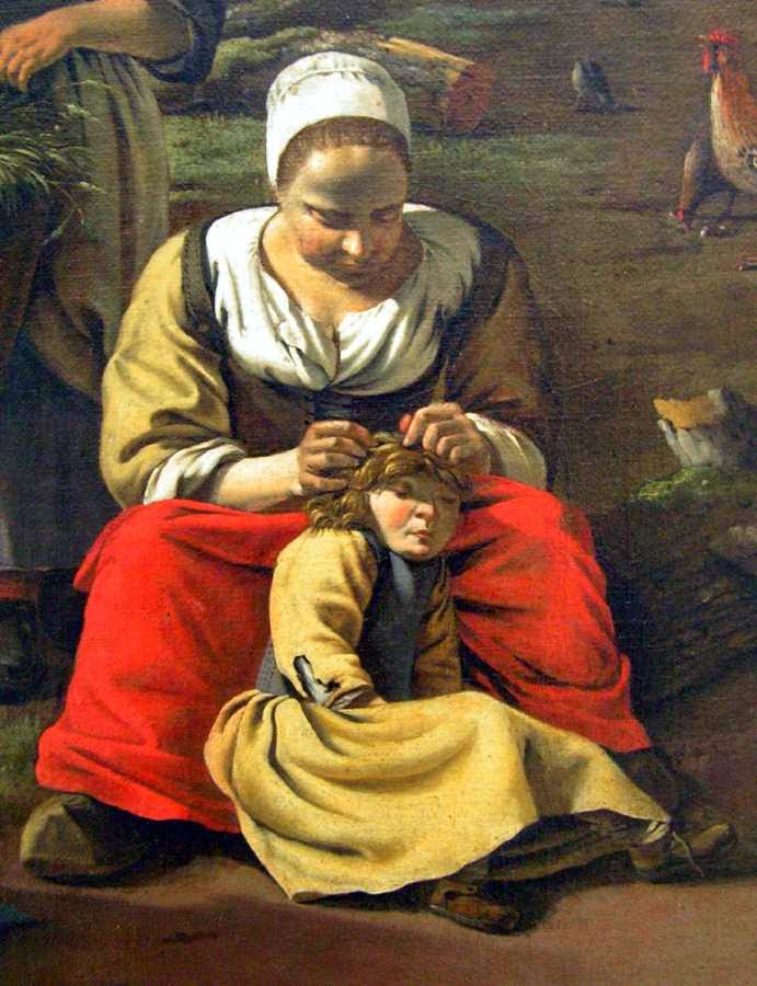 Mother hunting for headlice, a painting by Jan Siberechts