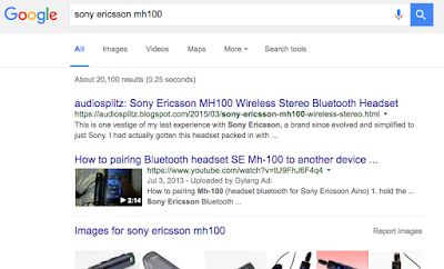 Sony Ericsson MH100 - Number 1 on Google Search