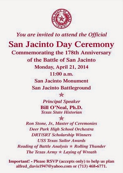 Texas History Page: San Jacinto Day Ceremony - April 21, 2014