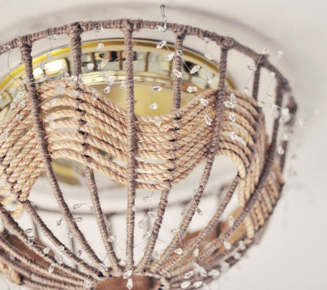 DIY Rope Pendant Lamp Ceiling Light Fixture Disguise