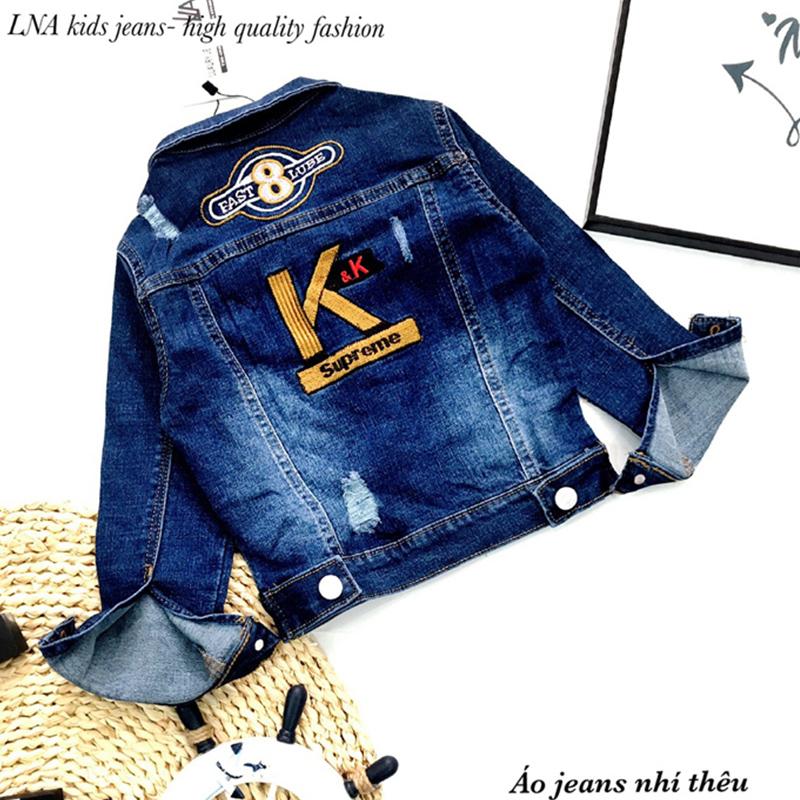Áo Khoác Trẻ Em Denim In Chữ - LNA 159783 10 5 489