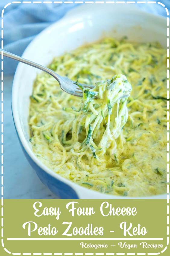 Easy Four Cheese Pesto Zoodles - Keto This Easy Four Cheese Pesto Zoodles recipe is going to Make Easy Four Cheese Pesto Zoodles - Keto