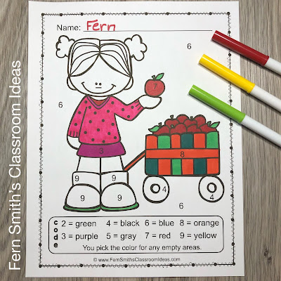 Fall Color By Code Kindergarten Know Your Numbers and Know Your Colors Bundle #FernSmithsClassroomIdeas