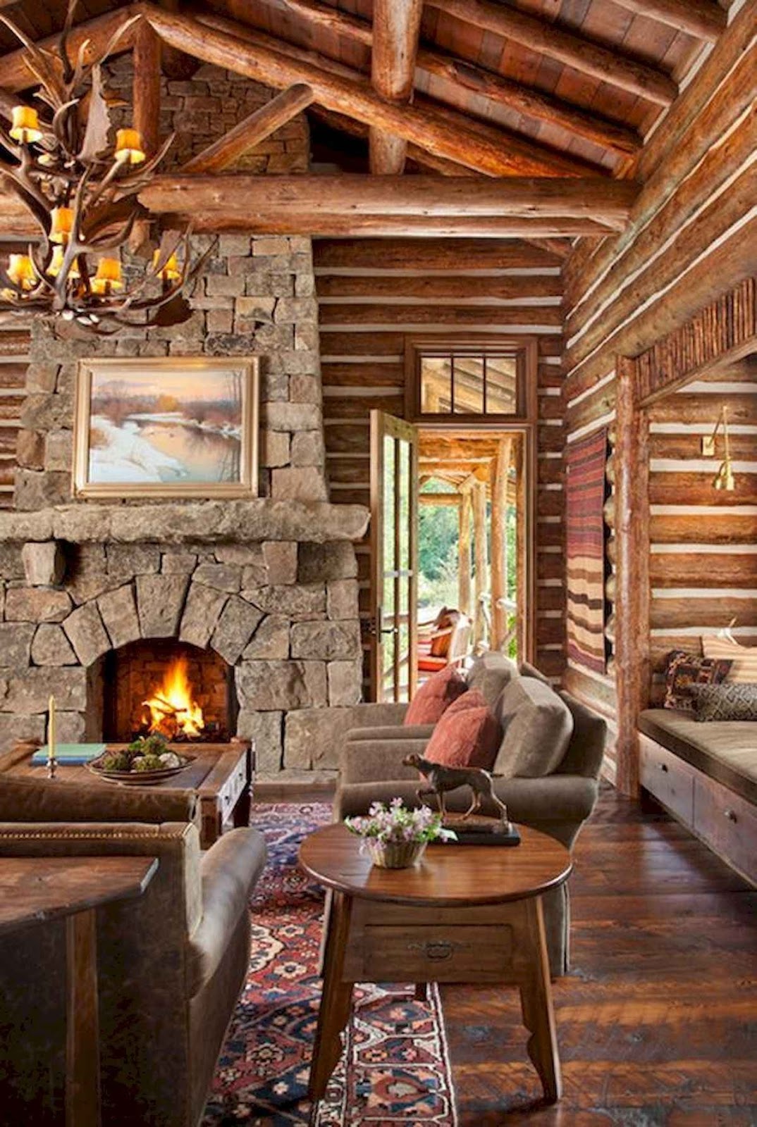 50 Exotic Traditional Fireplace Cabin To Create A Romantic Atmosphere