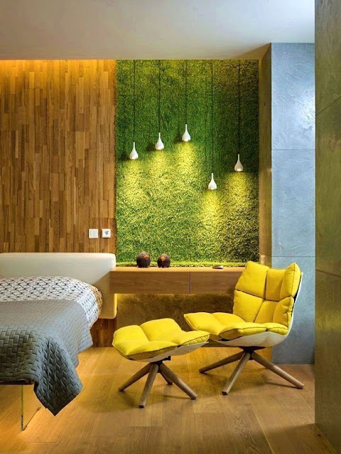 grass wall design bedroom