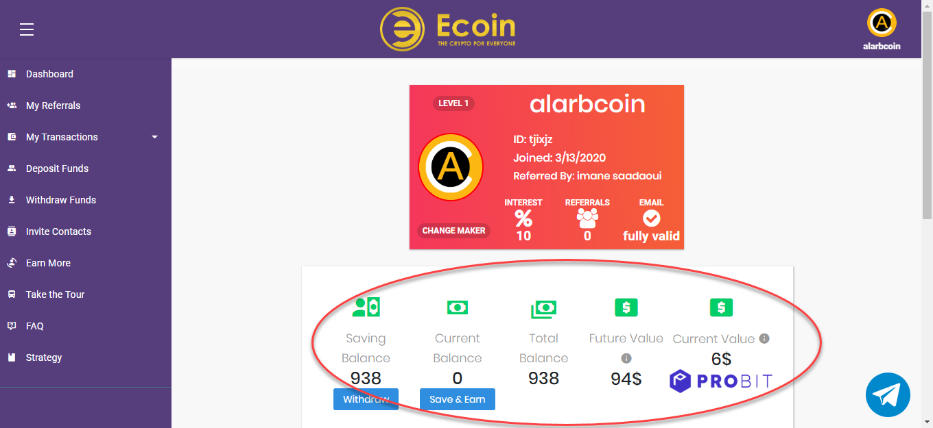 أحصل مجانا على عملة Ecoin ما قيمته $94 دولار بالتسجيل فقط أحصل مجانا على عملة Ecoin ما قيمته $94 دولار بالتسجيل فقط