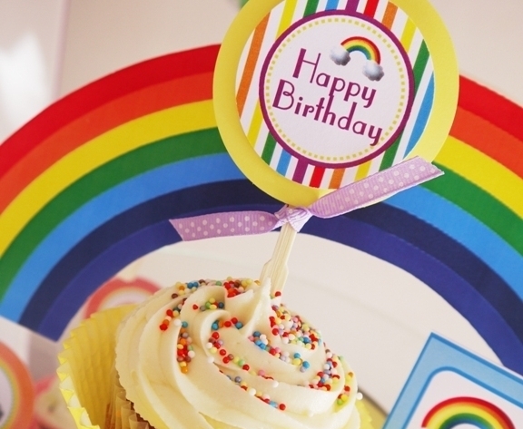 Rainbow Birthday Party with Printables - BirdsParty.com