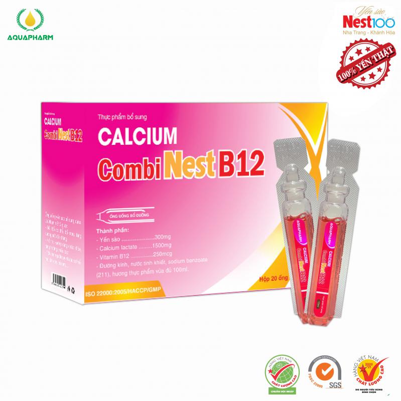[Aquapharm] Ống Yến Sào Calcium Combinest B12 Hộp 20 Ống