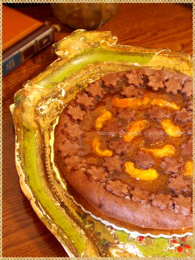 Crostata all’olio e cacao con confetture di albicocche e albicocche caramellate