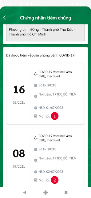 Chứng nhận tiêm chủng 2 mũi vaccine