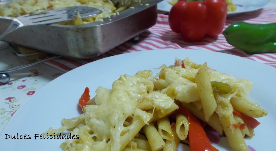 Macarrones con pimientos