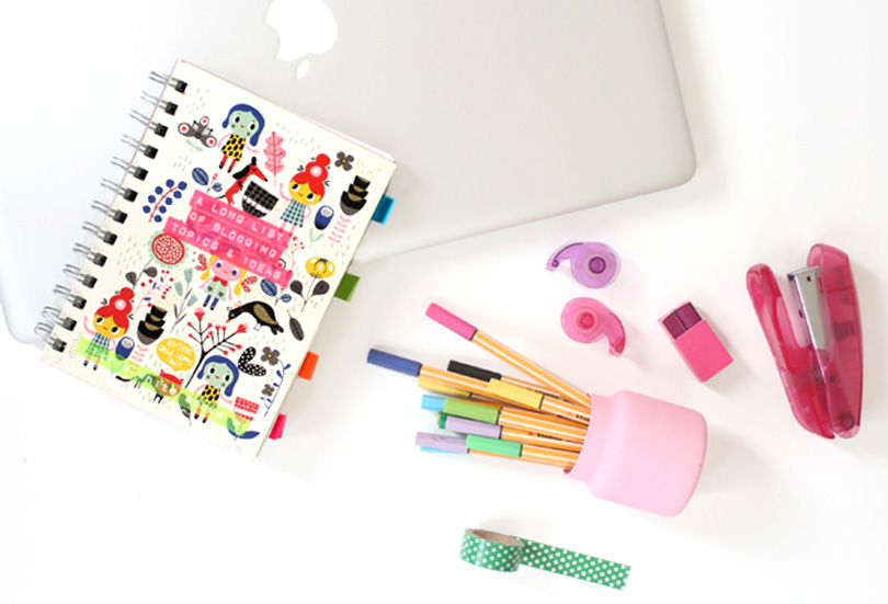 workspace office cute stationary flatlay