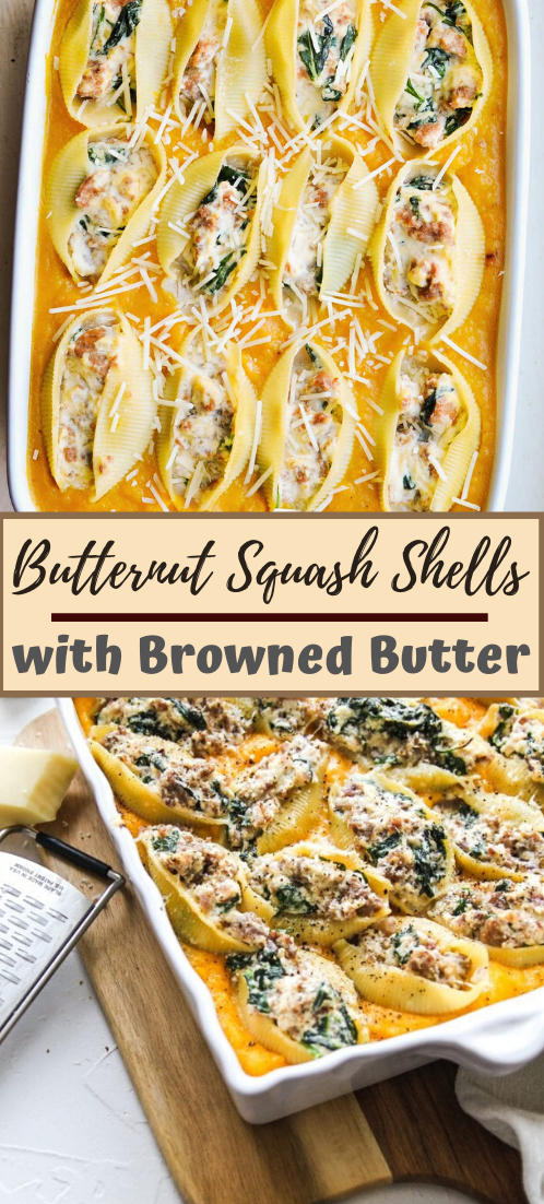 Butternut Squash Shells with Browned Butter #dinnerrecipe #food #amazingrecipe #easyrecipe 
