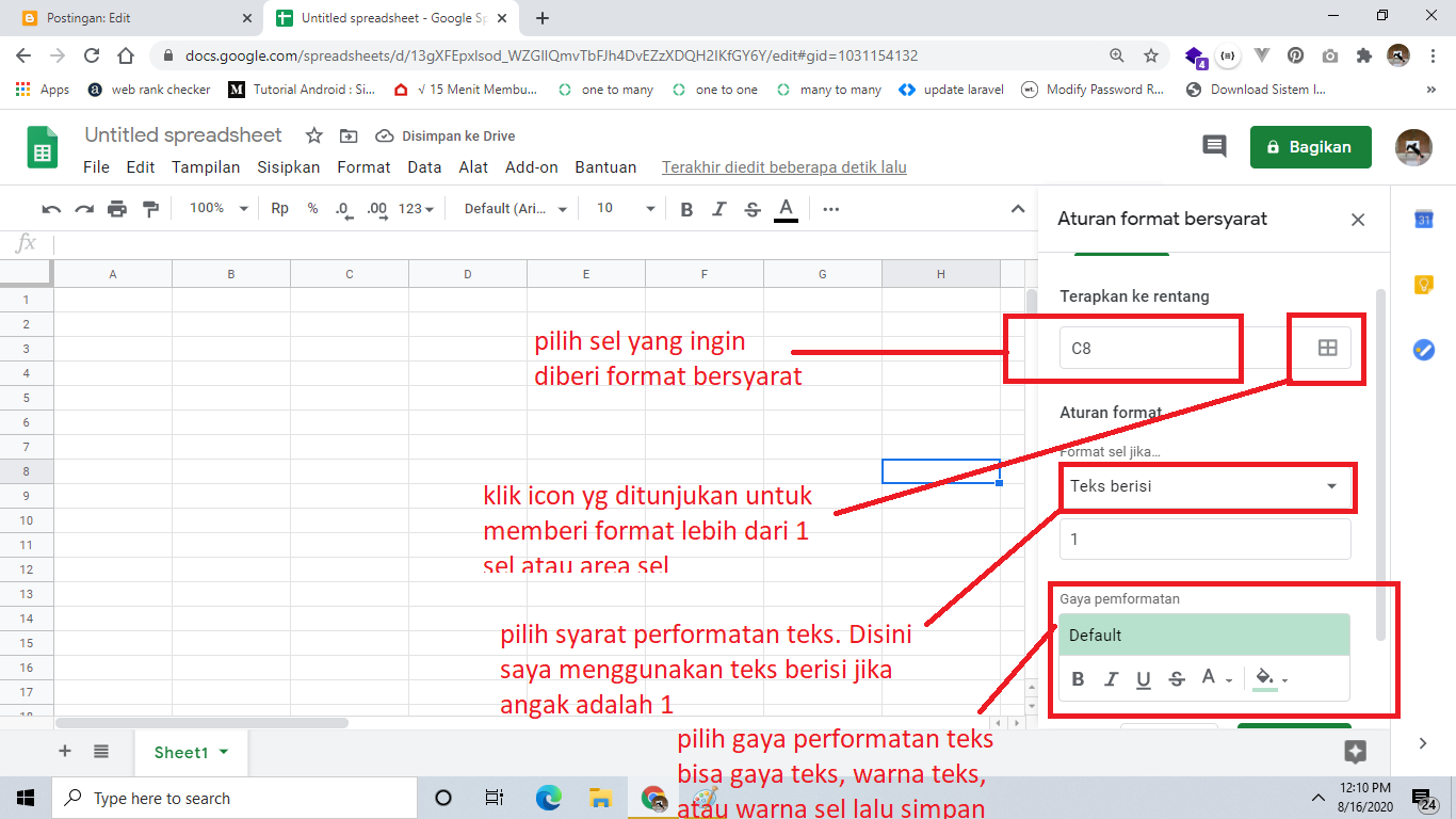 Cara Merubah Warna Sel pada Google Spreadsheet Secara Otomatis