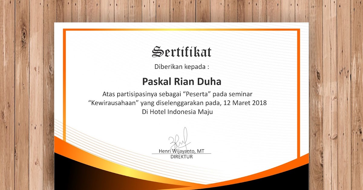 Template Sertifikat Kosong Ff Contoh Desain Serifikat Piagam Kosong