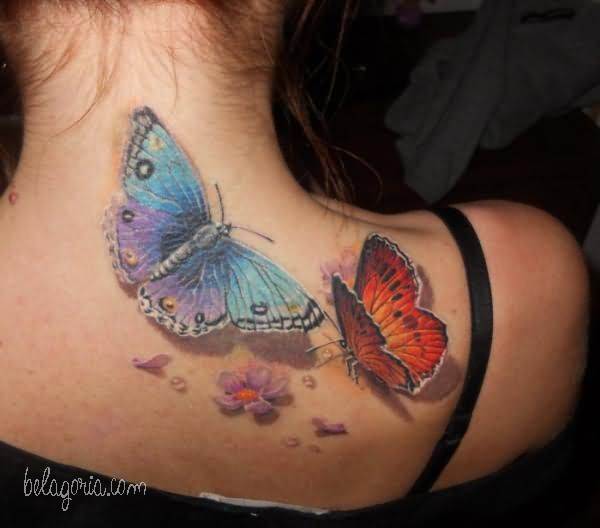 tatuajes de flores mariposas y enredaderas para mujeres