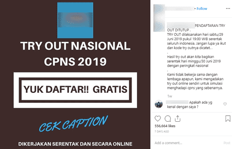 viral hoax ajakan try out gratis cpns nasional