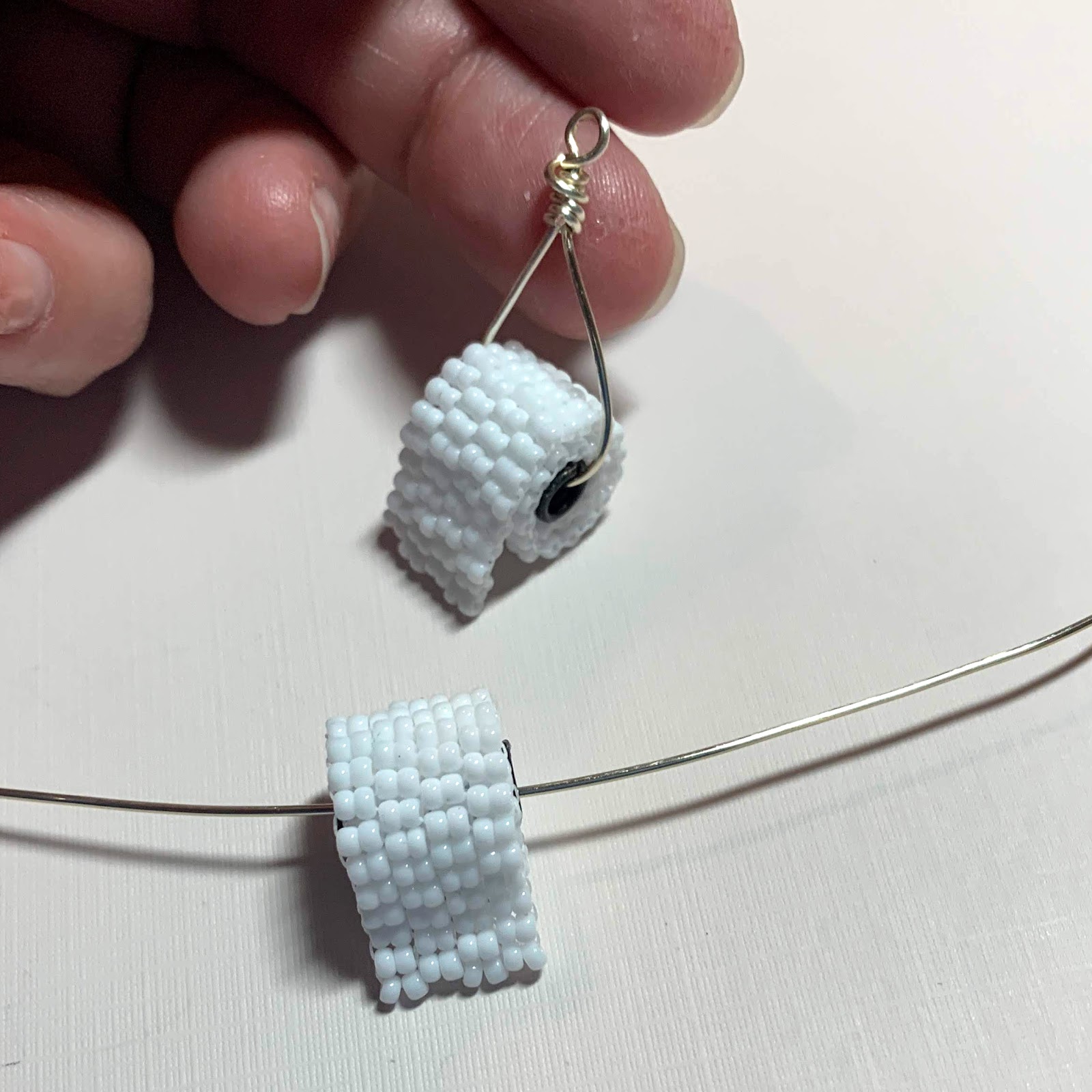 Lisa Yang Jewelry Beaded Toilet Paper Roll Earrings