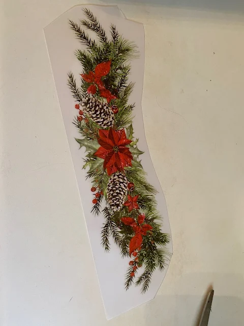 Photo of a Christmas swag decor transfer cut out for application.