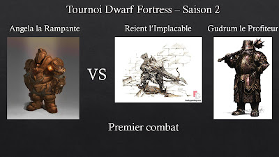 Tournoi Dwarf Fortress - Jaune contre Violet et Pourpre