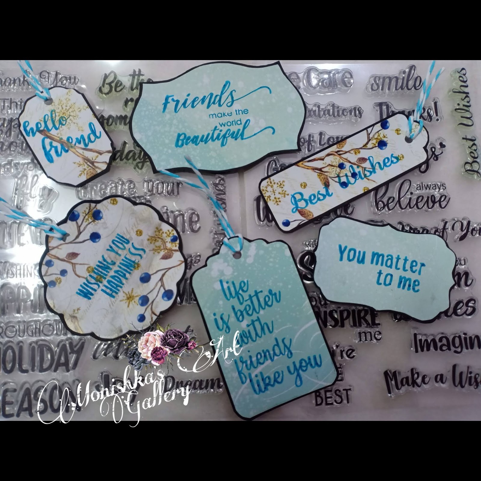 Monishka's Art Gallery How to use clear stamps DIY gift tags