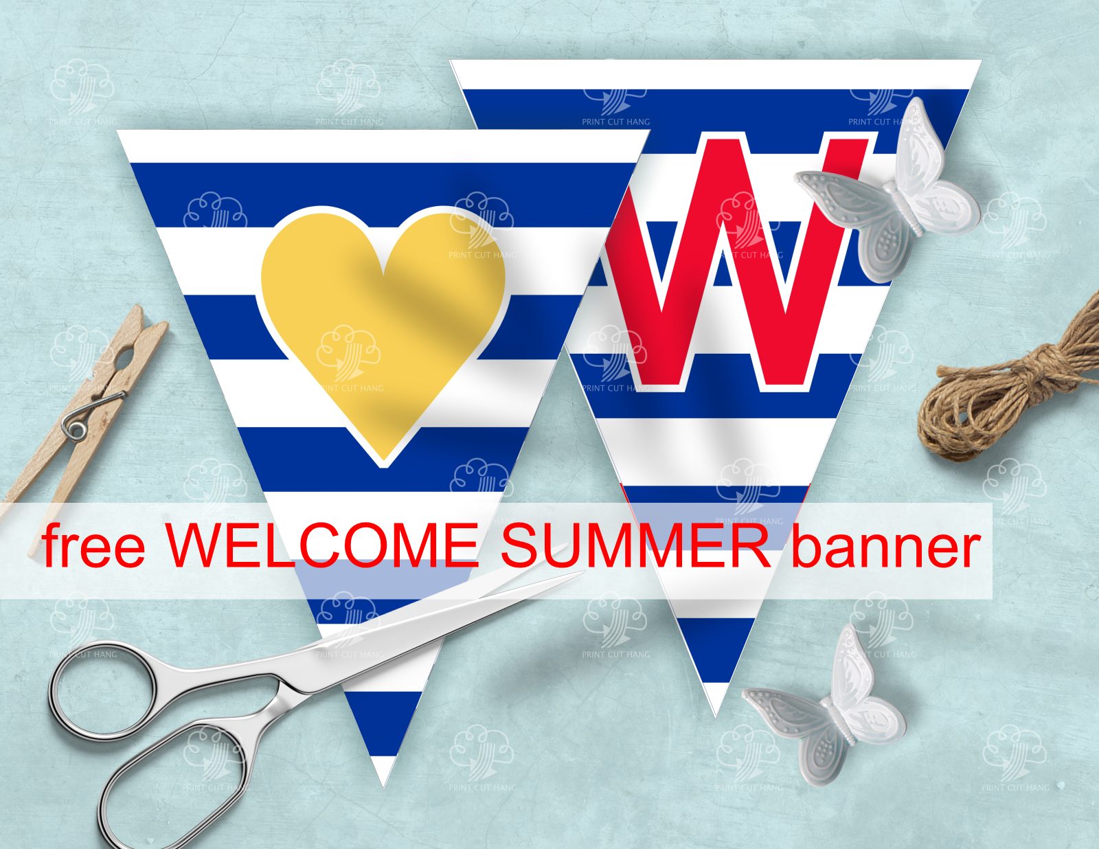 Download Free Welcome Summer Free Printable Bunting Banner SVG Cut Files