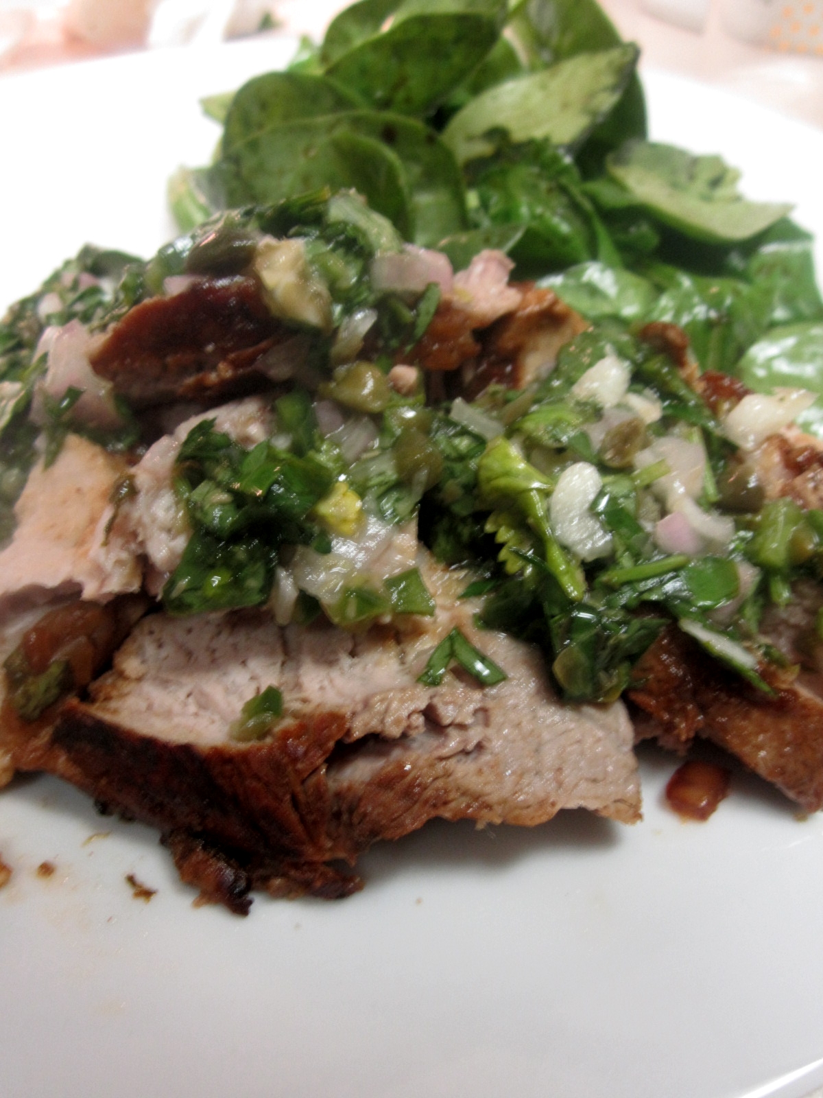 Family Bites to Savor Roasted Pork Tenderloin with Salsa Verde over
