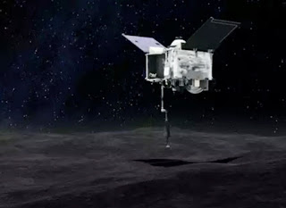 Artist’s concept shows the OSIRIS-REx mission collecting sample from Asteroid Bennu