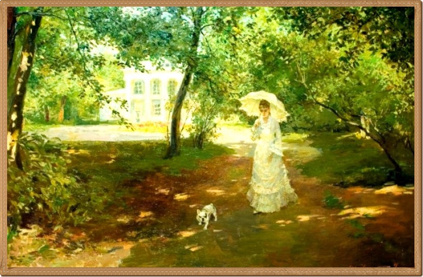 барыня в имении. станислав бабюк художник. максимова «все в прошлом» (1889). имение вишневый сад. барыня в имении.