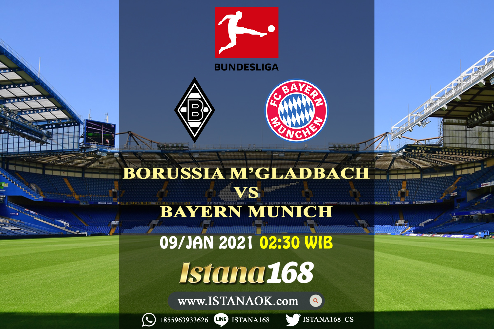 Prediksi Bola Akurat Istana168 Borussia M’gladbach vs Bayern Munich 09 Januari 2021