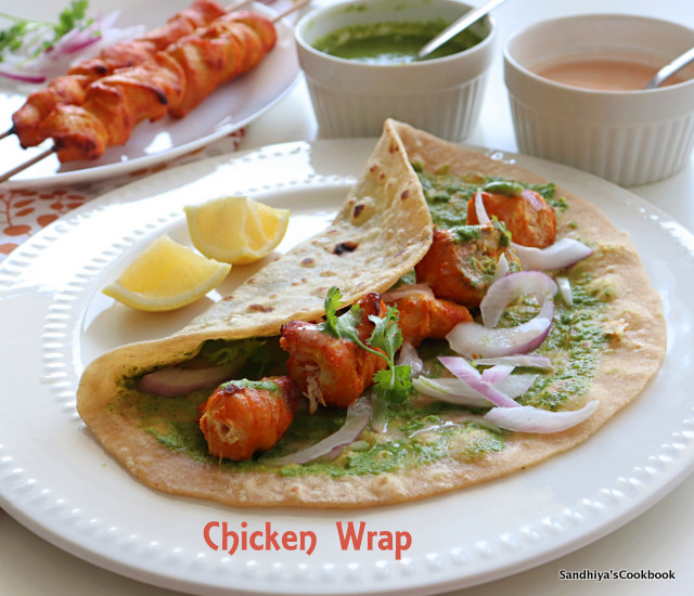 Sandhiya's Cookbook Chicken Kebab Wrap Chicken Wrap