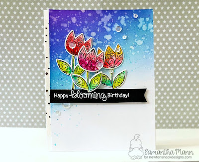 Happy Blooming Birthday Card by Samantha Mann, Newton's Nook Designs, tulips, spring, flowers, watercolor, #watercolor, #tulips, #newtonsnook