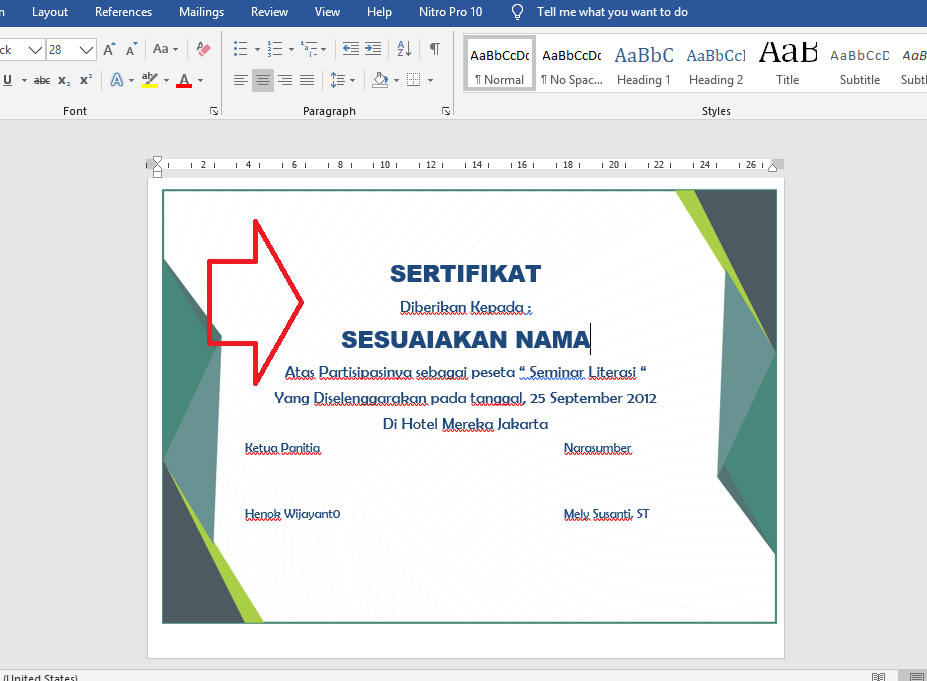 Cara Membuat Template Sertifikat Di Word Examples For Suffixes Imagesee