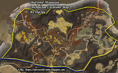 Shattered Mountain orichalcum node locations map