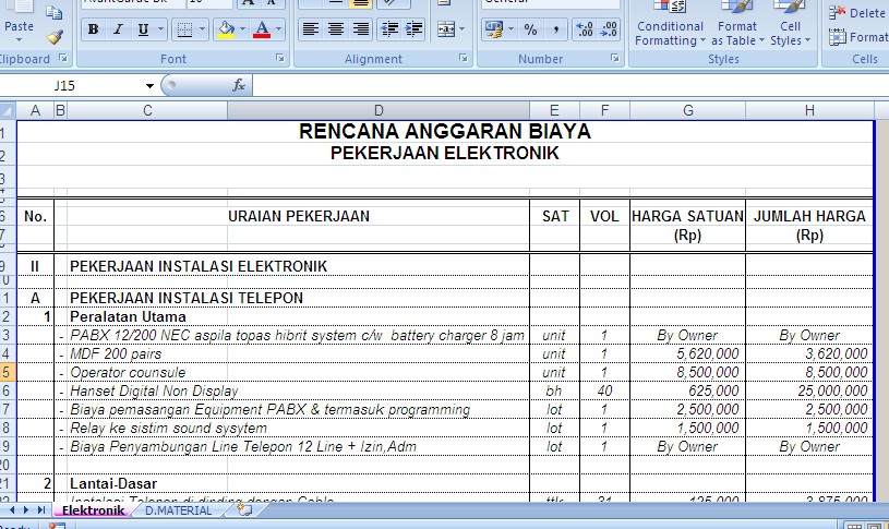 CONTOH RAB DAN GAMBAR AUTOCAD PEKERJAAN SOUND SYSTEM, FIRE ALARM, DATA