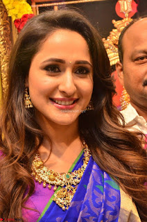 Pragya Jaiswal in colorful Saree looks stunning at inauguration of South India Shopping Mall at Madinaguda