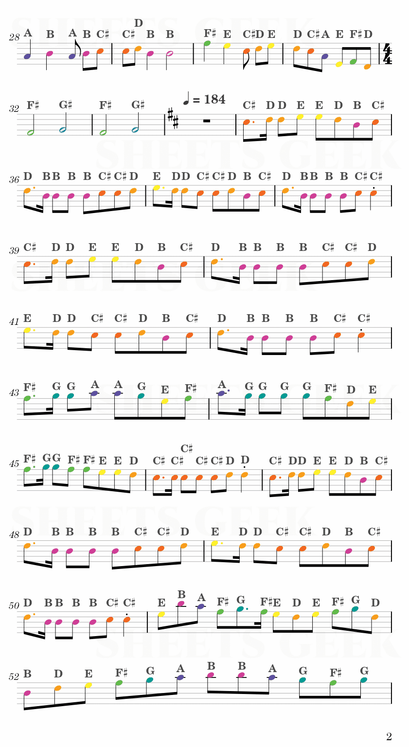 Riverdance Theme - Bill Whelan Easy Sheet Music Free for piano, keyboard, flute, violin, sax, cello page 2